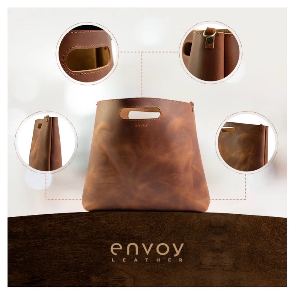 NWOT Envoy Minimalist Handbag Leather Tote - Picture 3 of 7